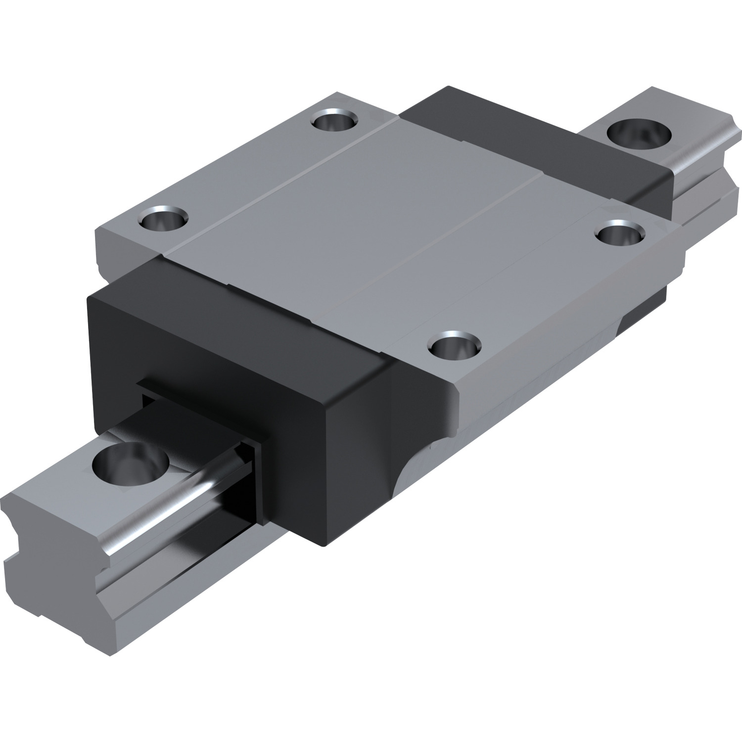 black and silver coloured linear flanged carriage
